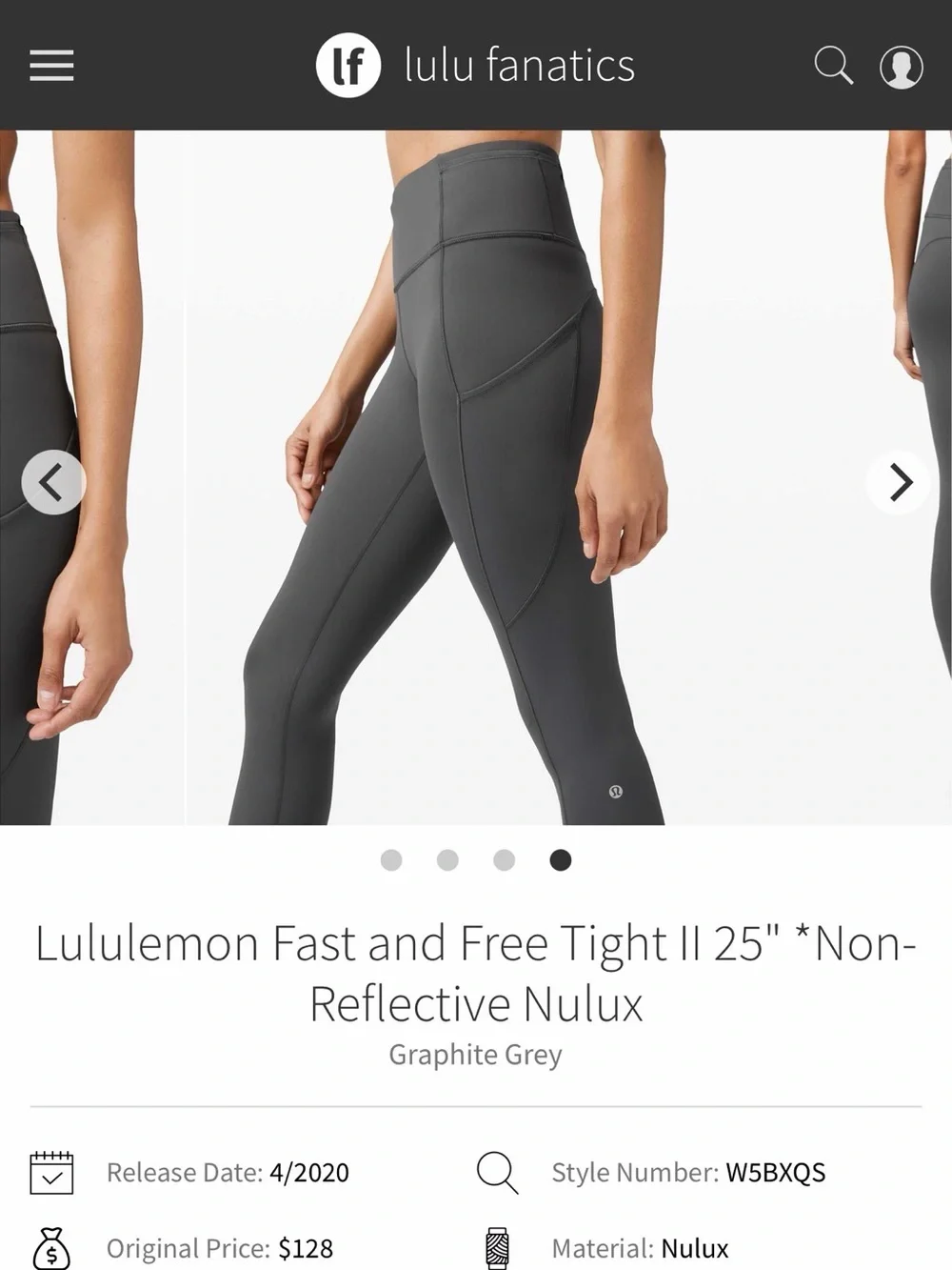 NWT Lululemon Fast and Free High Rise Tight 25
